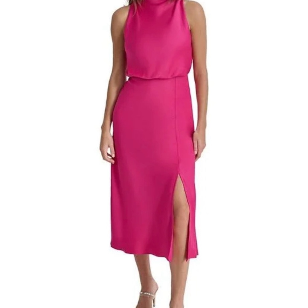 DKNY Vibrant Pink Midi Dress